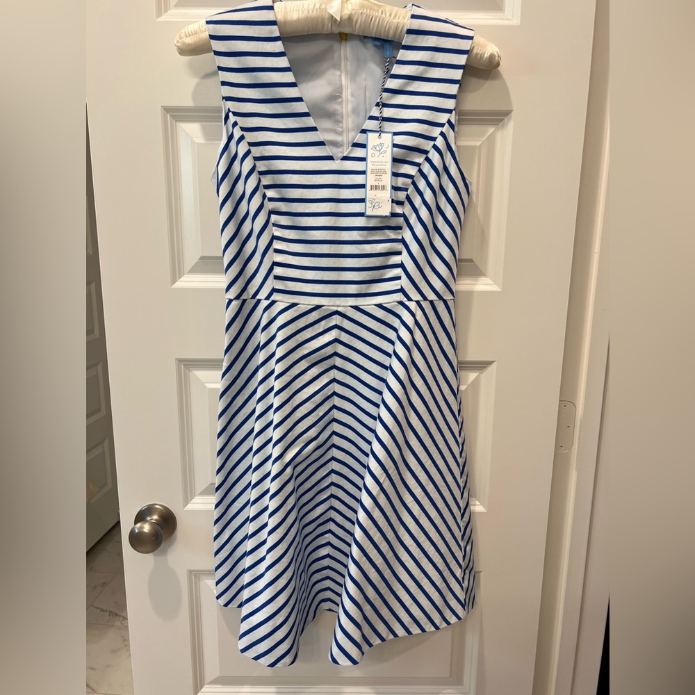 NWT Draper James Sailor Stripe V-neck Love Circle Dress Size 4